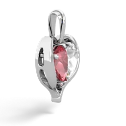 Pink Tourmaline Two Become One 14K White Gold pendant P5330