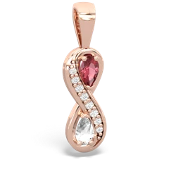 Pink Tourmaline Diamond Infinity 14K Rose Gold pendant P5390