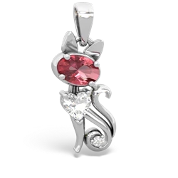 Pink Tourmaline Kitten 14K White Gold pendant P5780