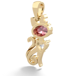 Pink Tourmaline Kitten 14K Yellow Gold pendant P5780