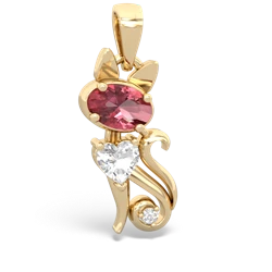 Pink Tourmaline Kitten 14K Yellow Gold pendant P5780