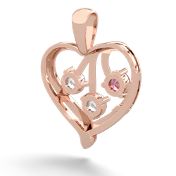 Pink Tourmaline Glowing Heart 14K Rose Gold pendant P2233