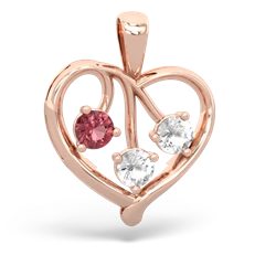 Pink Tourmaline Glowing Heart 14K Rose Gold pendant P2233