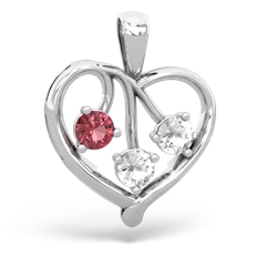 Pink Tourmaline Glowing Heart 14K White Gold pendant P2233