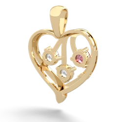 Pink Tourmaline Glowing Heart 14K Yellow Gold pendant P2233