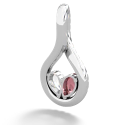 Pink Tourmaline Pave Twist 'One Heart' 14K White Gold pendant P5360