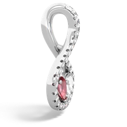 Pink Tourmaline Pave Twist 'One Heart' 14K White Gold pendant P5360