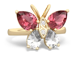 Pink Tourmaline Butterfly 14K Yellow Gold ring R2215