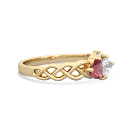 Pink Tourmaline Heart To Heart Braid 14K Yellow Gold ring R5870