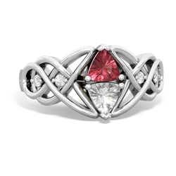 Pink Tourmaline Keepsake Celtic Knot 14K White Gold ring R5300