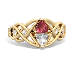 Pink Tourmaline Keepsake Celtic Knot 14K Yellow Gold ring R5300