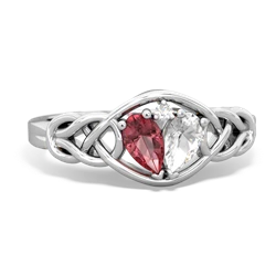 Pink Tourmaline Celtic Love Knot 14K White Gold ring R5420