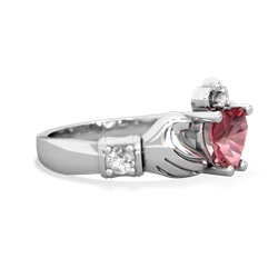 Pink Tourmaline Claddagh Keepsake 14K White Gold ring R5245