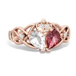 Pink Tourmaline 'One Heart' Celtic Knot Claddagh 14K Rose Gold ring R5322