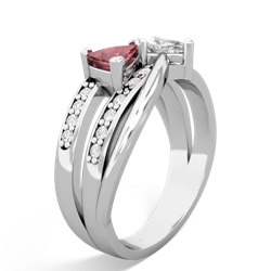 Pink Tourmaline Bowtie 14K White Gold ring R2360