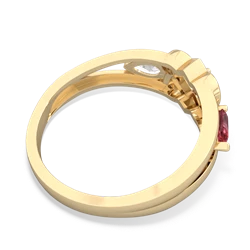 Pink Tourmaline Hearts Intertwined 14K Yellow Gold ring R5880