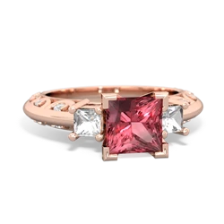 Pink Tourmaline Eternal Embrace Engagement 14K Rose Gold ring C2001