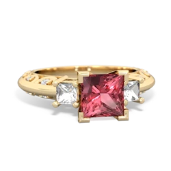 Pink Tourmaline Eternal Embrace Engagement 14K Yellow Gold ring C2001