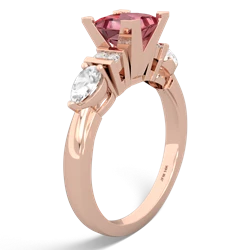 Pink Tourmaline 6Mm Princess Eternal Embrace Engagement 14K Rose Gold ring C2002