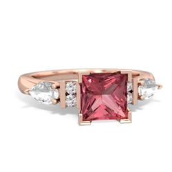 Pink Tourmaline 6Mm Princess Eternal Embrace Engagement 14K Rose Gold ring C2002