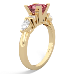 Pink Tourmaline 6Mm Princess Eternal Embrace Engagement 14K Yellow Gold ring C2002