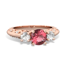 Pink Tourmaline Art Deco Eternal Embrace Engagement 14K Rose Gold ring C2003