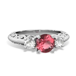 Pink Tourmaline Art Deco Eternal Embrace Engagement 14K White Gold ring C2003