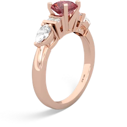 Pink Tourmaline 6Mm Round Eternal Embrace Engagement 14K Rose Gold ring R2005