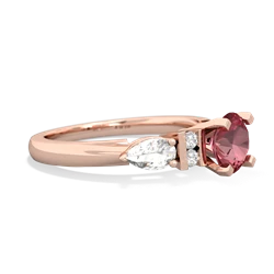 Pink Tourmaline 6Mm Round Eternal Embrace Engagement 14K Rose Gold ring R2005