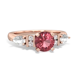 Pink Tourmaline 6Mm Round Eternal Embrace Engagement 14K Rose Gold ring R2005