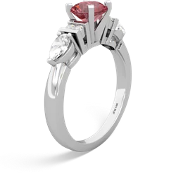 Pink Tourmaline 6Mm Round Eternal Embrace Engagement 14K White Gold ring R2005