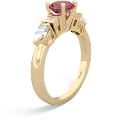 Pink Tourmaline 6Mm Round Eternal Embrace Engagement 14K Yellow Gold ring R2005