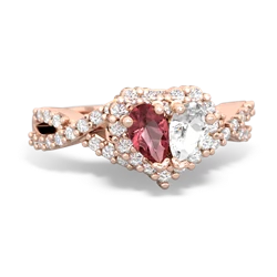 Pink Tourmaline Diamond Twist 'One Heart' 14K Rose Gold ring R2640HRT