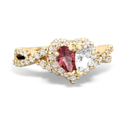 Pink Tourmaline Diamond Twist 'One Heart' 14K Yellow Gold ring R2640HRT