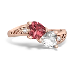 Pink Tourmaline Snuggling Hearts 14K Rose Gold ring R2178