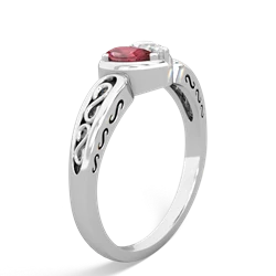 Pink Tourmaline Filligree 'One Heart' 14K White Gold ring R5070