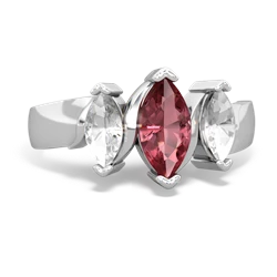 Pink Tourmaline Three Peeks 14K White Gold ring R2433