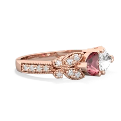 Pink Tourmaline Diamond Butterflies 14K Rose Gold ring R5601