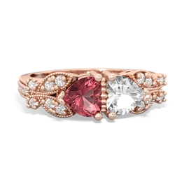 Pink Tourmaline Diamond Butterflies 14K Rose Gold ring R5601