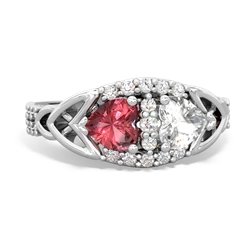 Pink Tourmaline Sparkling Celtic Knot 14K White Gold ring R2645