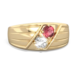 Pink Tourmaline Men's Streamline 14K Yellow Gold ring R0460