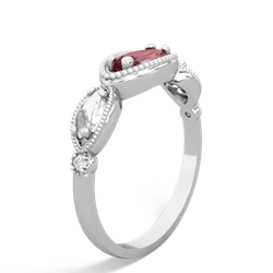 Pink Tourmaline Milgrain Marquise 14K White Gold ring R5700