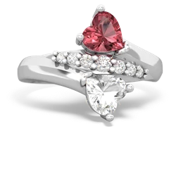 Pink Tourmaline Heart To Heart 14K White Gold ring R2064