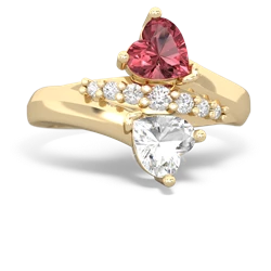 Pink Tourmaline Heart To Heart 14K Yellow Gold ring R2064