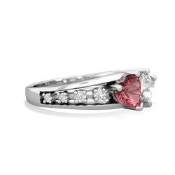 Pink Tourmaline Heart To Heart 14K White Gold ring R3342