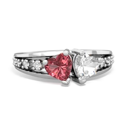 Pink Tourmaline Heart To Heart 14K White Gold ring R3342