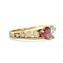 Pink Tourmaline Heart To Heart 14K Yellow Gold ring R3342