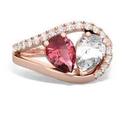 Pink Tourmaline Nestled Heart Keepsake 14K Rose Gold ring R5650