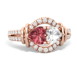 Pink Tourmaline Art-Deco Keepsake 14K Rose Gold ring R5630