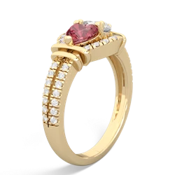 Pink Tourmaline Art-Deco Keepsake 14K Yellow Gold ring R5630